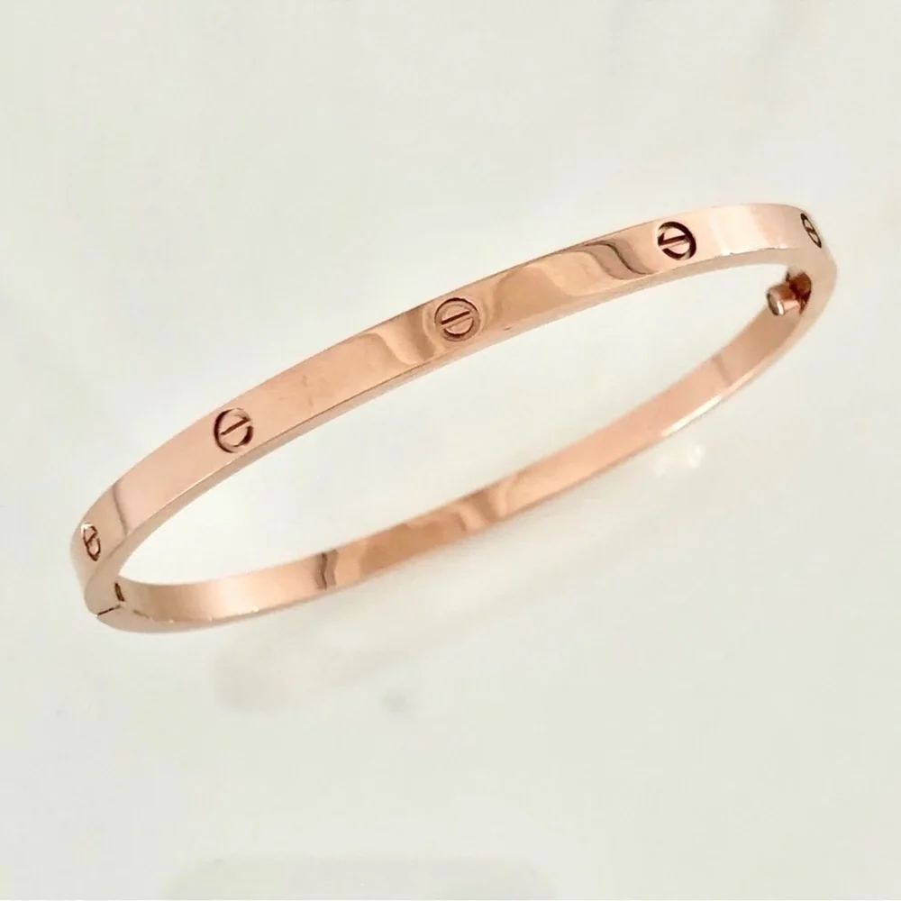 Generic Small Model Screw Cuff Bangle Bracelet with Screwdriver in Rose Gold